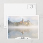 Foggy-zonsopgang bij Lake Bled Briefkaart (Voorkant / Achterkant)
