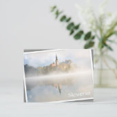 Foggy-zonsopgang bij Lake Bled Briefkaart (Staand voorkant)