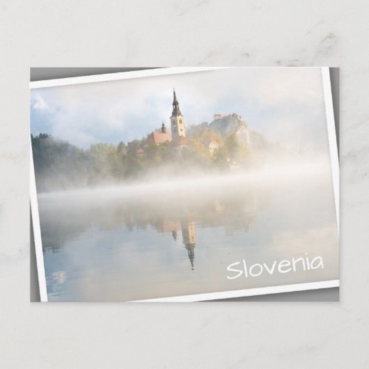Foggy-zonsopgang bij Lake Bled Briefkaart (Voorkant)
