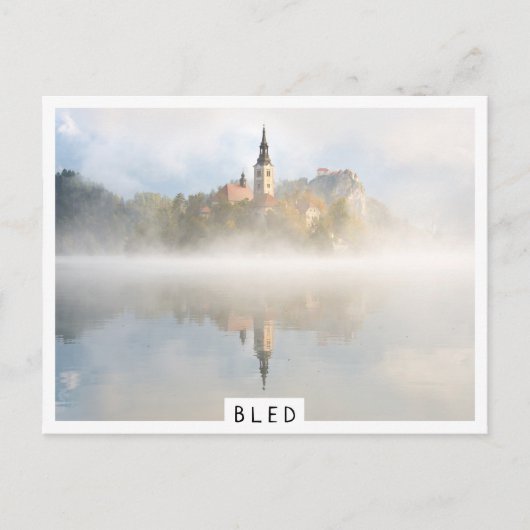 Foggy-zonsopgang bij Lake Bled Briefkaart (Voorkant)