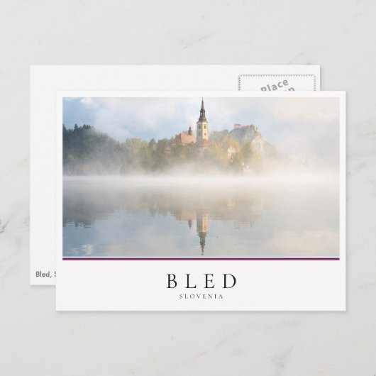 Foggy-zonsopgang bij Lake Bled Briefkaart (Voorkant / Achterkant)