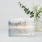 Foggy-zonsopgang bij Lake Bled Briefkaart (Staand voorkant)