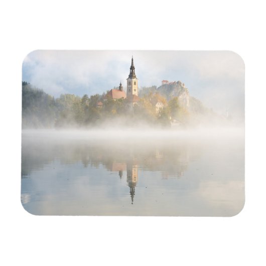 Foggy-zonsopgang bij Lake Bled Magneet (Horizontaal)