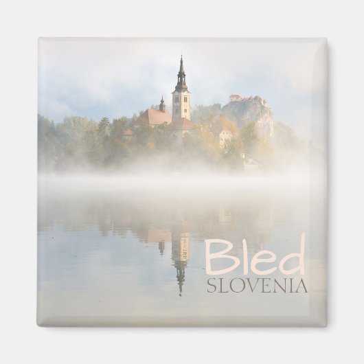 Foggy-zonsopgang bij Lake Bled Magneet (Voorkant)