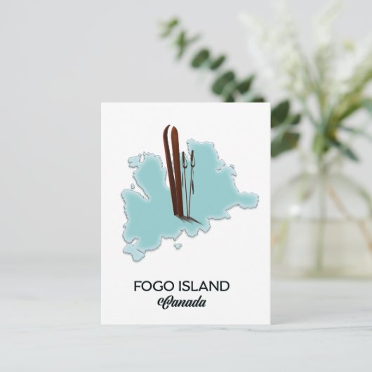 Fogo Island Canada map poster Briefkaart (Staand voorkant)