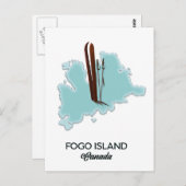 Fogo Island Canada map poster Briefkaart (Voorkant / Achterkant)