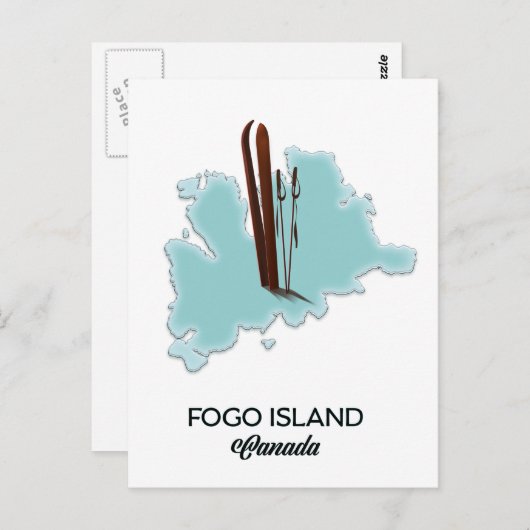 Fogo Island Canada map poster Briefkaart (Voorkant / Achterkant)
