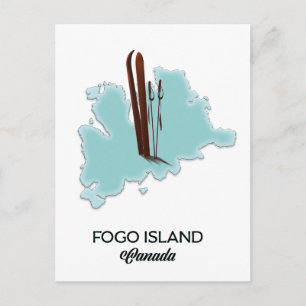 Fogo Island Canada map poster Briefkaart