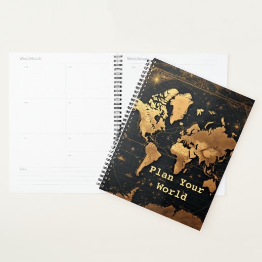 Foil-Accented World Map | Antique Cartography Gold Planner (Display)