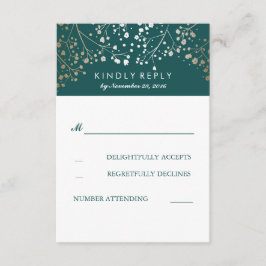 Foil Baby's Breath Blauwgroen Wedding RSVP-kaarten RSVP Kaartje