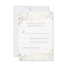 Foil Baby's Breath Wedding RSVP-kaarten