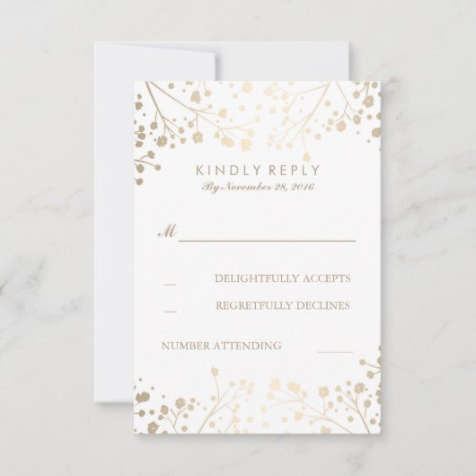 Foil Baby's Breath Wedding RSVP-kaarten RSVP Kaartje (Voorkant)