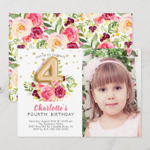 Foil Balloon Foto VIURTH Birthday Invitation Kaart
