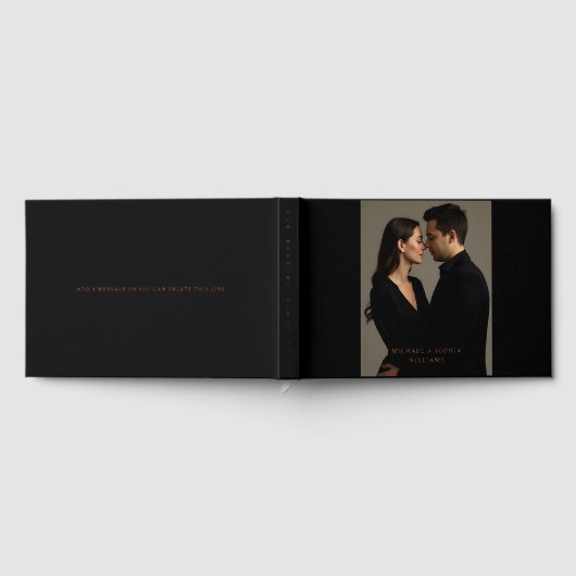 Foil Black Guest Book Simple Photo Elegant Gastenboek (Volledig)