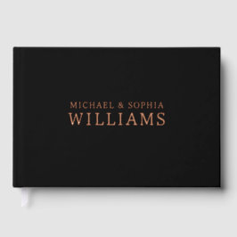 Foil Black Modern Guest Book Simple Photo Elegant  Gastenboek