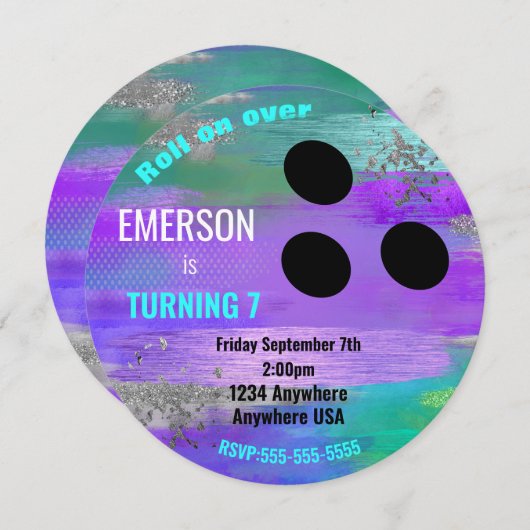 FOIL BOWLING BALL, bowling, gloedjarige verjaardag Kaart (Voorkant / Achterkant)