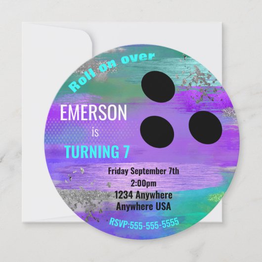 FOIL BOWLING BALL, bowling, gloedjarige verjaardag Kaart (Voorkant)