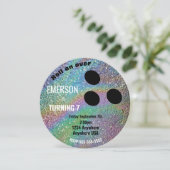 FOIL BOWLING BALL, bowling, Glow-verjaardagsfeestj Kaart (Staand voorkant)