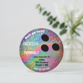 FOIL BOWLING BALL, bowling, Glow-verjaardagsfeestj Kaart (Staand voorkant)