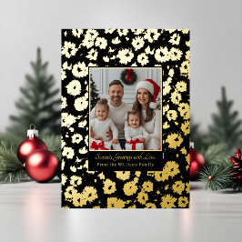 Foil Christmas Card Template 2 Photo Black Gold Folie Feestdagenkaart