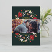 Foil Christmas Wreath Floral Holiday Photo Card Folie Uitnodiging (Staand Voorkant)