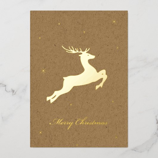 Foil Deer Christmas Card Folie Feestdagenkaart (Voorkant)