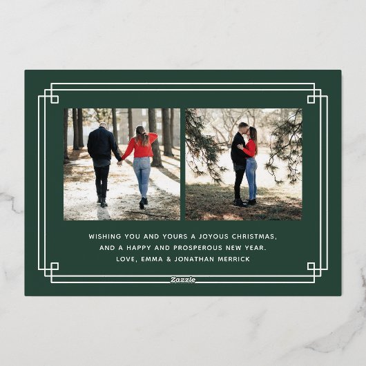 Foil Elegant Deco Joy Frame Holiday Photo Card Folie Uitnodiging (Achterkant)