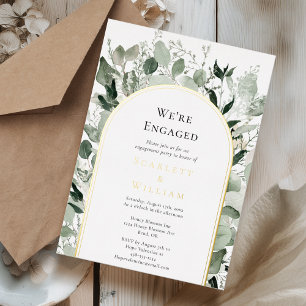 FOIL Eucalyptus Goud Salie Eenvoudig We zijn verlo Folie Uitnodiging