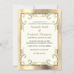 Foil-Gold-Silver-Brass Wedding Kaart