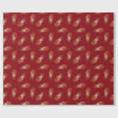 Foil Gold Tropical Pineapple Pattern Big Red Cadeaupapier (Vlak)