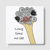 Foil Guestbook – Ostrich Doodle Design „Long Time Gastenboek (Voorkant)