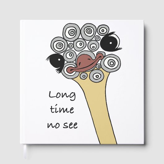 Foil Guestbook – Ostrich Doodle Design „Long Time Gastenboek (Voorkant)