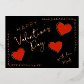 Foil Happy Valentine’s Day Custom Card with Hearts Folie Uitnodiging (Voorkant)