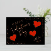 Foil Happy Valentine’s Day Custom Card with Hearts Folie Uitnodiging (Staand Voorkant)