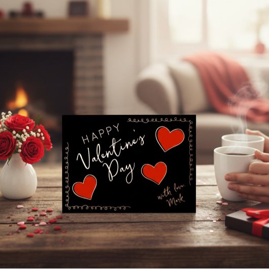 Foil Happy Valentine’s Day Custom Card with Hearts Folie Uitnodiging