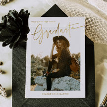 Foil Informal Script Graduation Announcement Card 