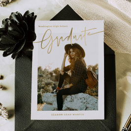 Foil Informal Script Graduation Announcement Card  Folie Feestdagenkaart