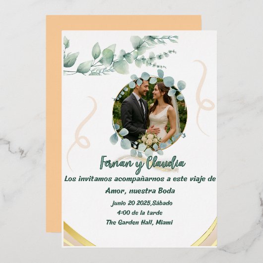  Foil invitacion de ensueno Boda Folie Uitnodiging (Voorkant / Achterkant)
