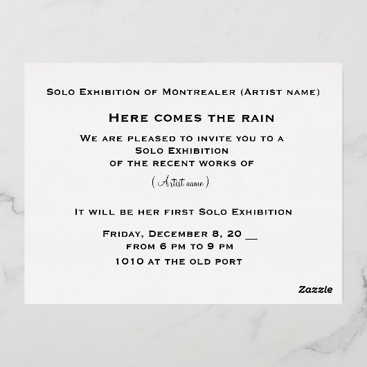 Foil Invitation Postcard Folie Uitnodiging Briefkaart (Achterkant)