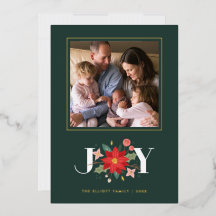 Foil Joy Flourish Kerst Fotokaart - Groen