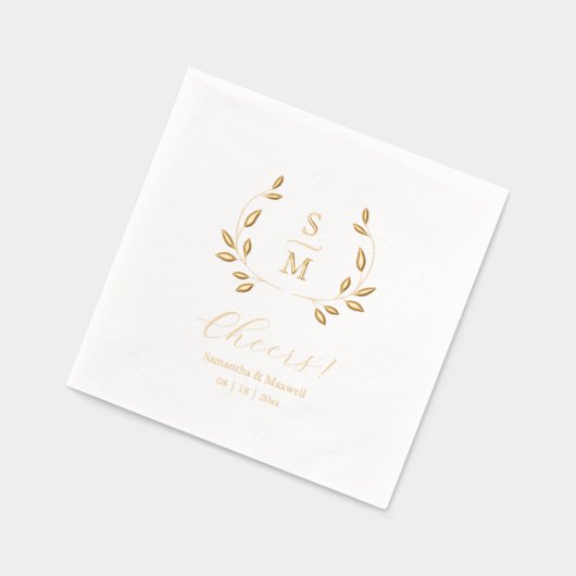 Foil Leaves Wedding Monogram Napkins Folie Servetten (Links)