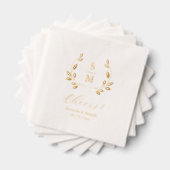 Foil Leaves Wedding Monogram Napkins Folie Servetten (Insitu (Gestapeld))
