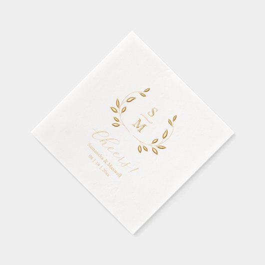 Foil Leaves Wedding Monogram Napkins Folie Servetten (Rechts)