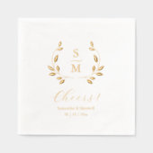 Foil Leaves Wedding Monogram Napkins Folie Servetten (Voorkant)