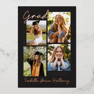 Foil Modern Grad Announcement Multiple Photos Folie Uitnodiging
