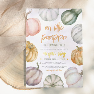 Foil onze kleine pompoen boho herfst verjaardagsfe folie uitnodiging