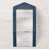 Foil Ornate Frame & Heart - Blue All In One Uitnodiging (Buiten)