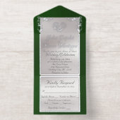 Foil Ornate Frame & Heart - Emerald All In One Uitnodiging (Binnenkant)