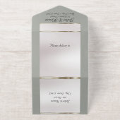 Foil Ornate Frame & Heart - Sage All In One Uitnodiging (Buiten)