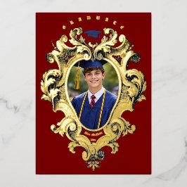 Foil Rococo Cartouche Photo Template Graduation Folie Uitnodiging